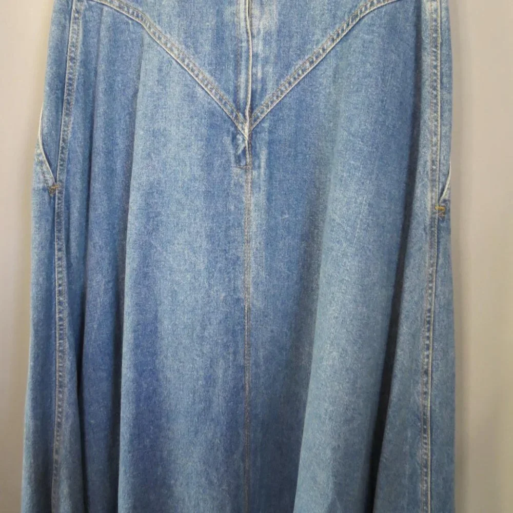 VINTAGE CORFU - DENIM FULL LENGTH SKIRT - SIZE 10 (small sizing) - Picture 7 of 8